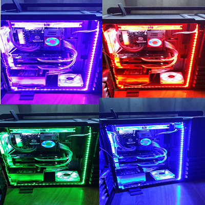 呼吸LED机箱灯带电脑12V灯条主机光污染DIY七彩变色爆闪遥控包邮