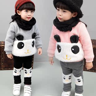 0-1-2-3岁女童冬装套装婴儿童女宝宝冬天衣服加绒加厚卫衣两件套
