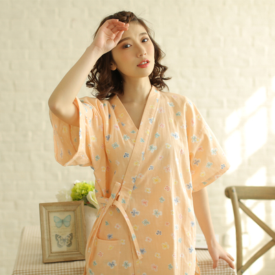 夏季睡衣女士日系和服纯棉短袖中裤套装日韩风防缩水俩件套家居服