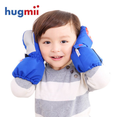 hugmii儿童滑雪手套冬款加厚加长男女童宝宝手套保暖小孩户外手套