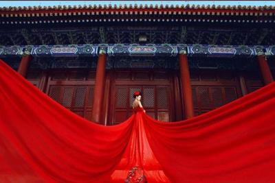 大红色冰丝冰绸布影楼婚纱摄影拍照道具古典传统中国风道具红绸缎