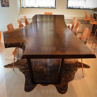 美式实木餐桌创意办公桌家具个性工作台原木电脑桌书桌复古茶桌椅