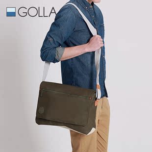 芬兰GOLLA 男士单肩包休闲帆布14 16寸电脑包 商务差旅信使斜挎包