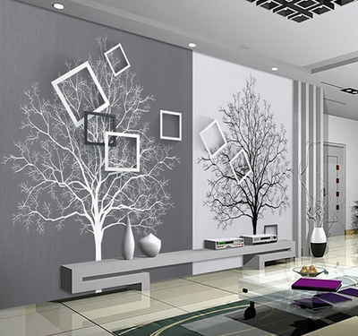 现代简约3D立体客厅电视背景墙纸影视墙壁纸大型壁画无缝墙布黑白