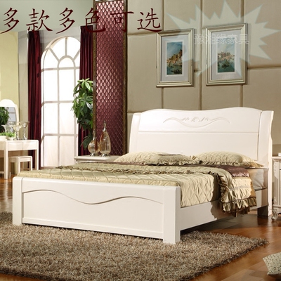 简约现代中式实木床1.2米1.5米橡木床1.8米双人床家具床 特价包邮