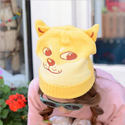 韩国秋冬可爱动物套头男女针织帽搞怪个性加厚保暖小狗耳朵毛线帽
