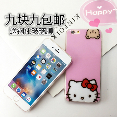新款KT猫iphone6手机壳苹果6plus保护套5s全包硅胶情侣软壳卡通潮