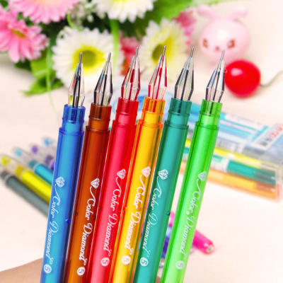 韩国文具12色彩色中性笔糖果钻石头水笔彩色笔涂色涂鸦笔书写笔记