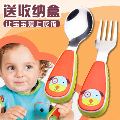304不锈钢卡通儿童餐具 婴儿叉勺套装便携宝宝辅食碗勺子叉子筷子