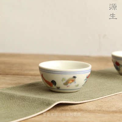 清仓日式陶瓷手工彩绘功夫茶具主人品茗公鸡小茶杯碗茶盏闻香杯