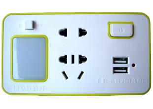 带USB接口节能灯无线带开关一转多孔便携式旅行转换器电源插座
