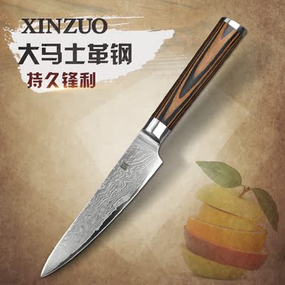 【信作】大马士革菜刀 日本进口VG-10水果刀 5英寸万用刀 彩木柄