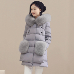 2016新款羽绒服女韩版大毛领修身显瘦大码保暖中长款加厚冬装外套