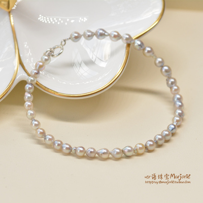 纤细秀气款 天然日本akoya海水珍珠手链 超高性价比 巴洛克风格