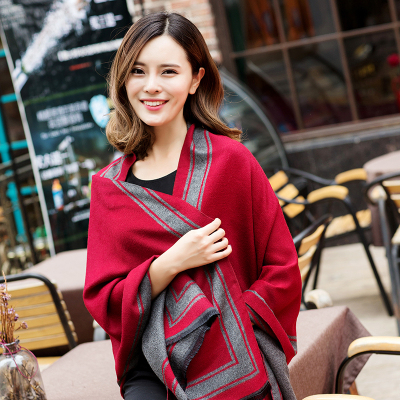 2016秋冬季韩版羊绒毛线围巾女士时尚英伦潮流流苏披肩加厚围巾