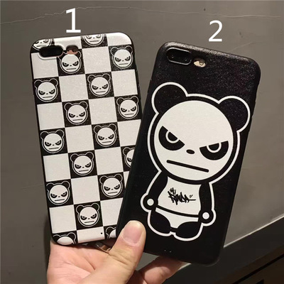 熊猫人iphone6s plus手机壳7/7 plus全包蚕丝纹防摔磨砂软胶外壳