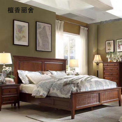 檀香丽舍美式床实木床双人床乡村田园婚床现代简约卧室家具