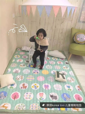 韩国korea zoo动物大家庭儿童棉质卡通客厅多功能游戏地垫爬行毯