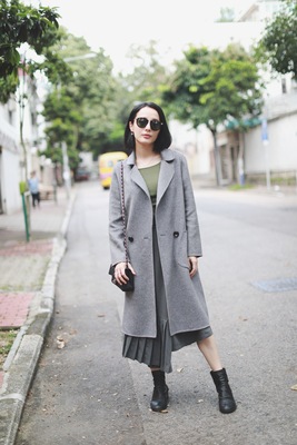 H.A.U.2016 A/W香港代购本土品牌西装领设计含98%羊毛双面呢大衣