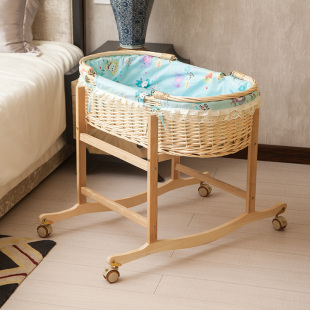 摇篮床童床婴儿床宝宝床实木车载式提篮便携摇篮藤编婴儿篮可手提
