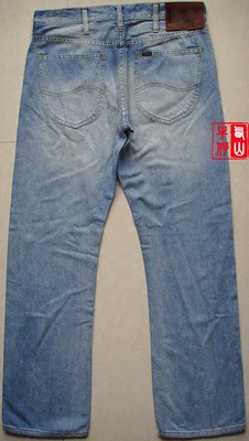 亚麻薄款 品牌727 浅蓝色柔软中腰标准直筒牛仔裤 LMR727D09010