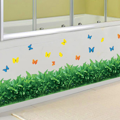 清新绿色小草踢脚线墙角墙贴 卧室客厅书房幼儿园早教防脏墙贴纸