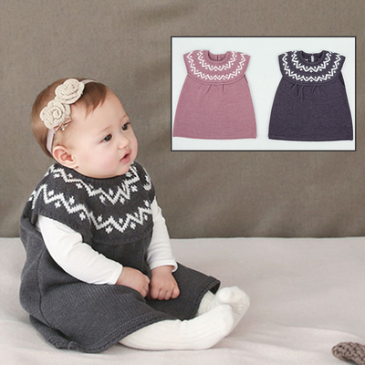 韩国进口宝宝毛衣秋冬季儿童针织衫新生婴儿纯色套头女童连衣裙潮