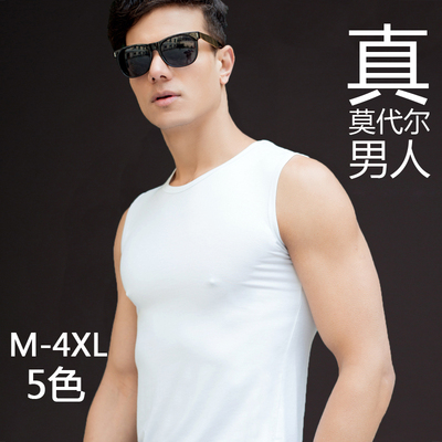 流行 男装 短袖2016夏季体恤韩版莫代尔男士T恤无袖修身紧身t恤衫