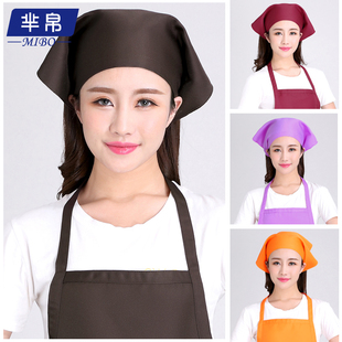 芈帛服务员工作头巾帽日韩风水果店餐厅网咖啡馆三角头巾女厨师帽