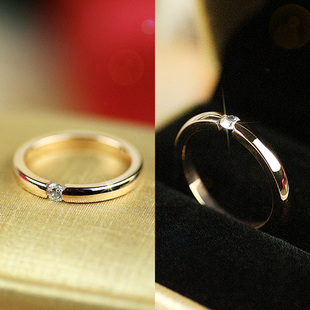 日韩镀18k玫瑰金钛钢 镶单钻戒指食指指环防过敏不褪保色闺蜜礼物