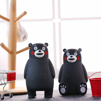 包邮 日本 kumamon部长酷MA萌黑熊3D不锈钢保温杯水杯子