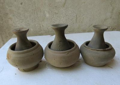 古董古玩古代高古陶器，汉代灰陶陶器汉代时期灰陶小瓶子和小罐子