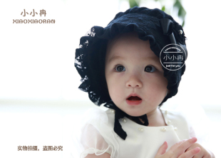 热卖韩婴儿童欧式蕾丝公主帽定制女宝宝遮阳防晒挡风绑带宫廷帽子