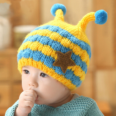 秋冬季儿童加绒毛线帽宝宝保暖护耳帽婴儿男女童3-6-12个月1-2岁