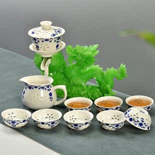 特价整套陶瓷半自动功夫茶具套装青花瓷创意全自动懒人泡茶器礼盒