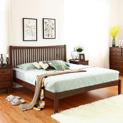日默瓦纯实木双人床简约现代橡木床美式床卧室家具 1.5 1.8米MC02