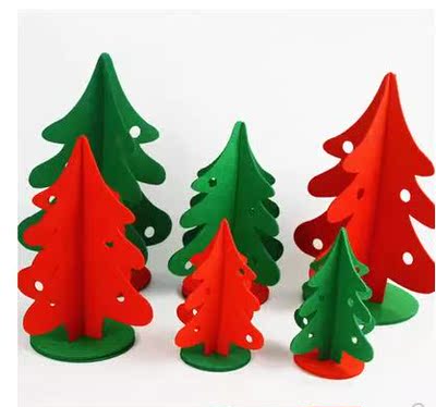 圣诞节装饰品 无纺布 桌面小型迷你圣诞树圣诞装饰摆件绿色红色树