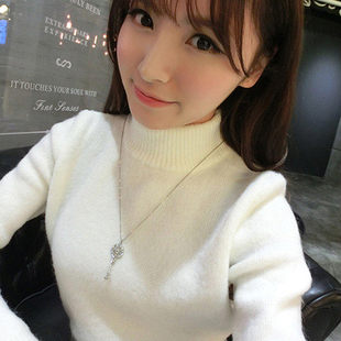2016韩国新款羊绒打底衫女毛衣长袖修身显瘦半高领紧身套头针织