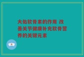 大佑软骨素的作用 改善关节健康补充软骨营养的关键元素