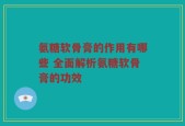 氨糖软骨膏的作用有哪些 全面解析氨糖软骨膏的功效