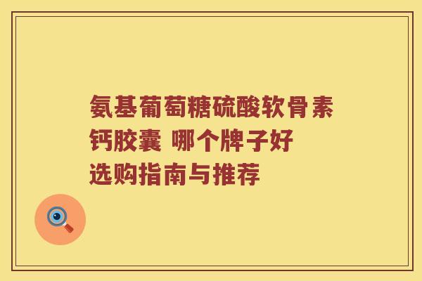 氨基葡萄糖硫酸软骨素钙胶囊 哪个牌子好 选购指南与推荐 氨基葡萄糖硫酸软骨素钙胶囊 哪个牌子好 选购指南与推荐