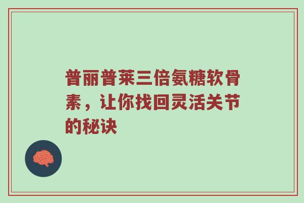 普丽普莱三倍氨糖软骨素，让你找回灵活关节的秘诀