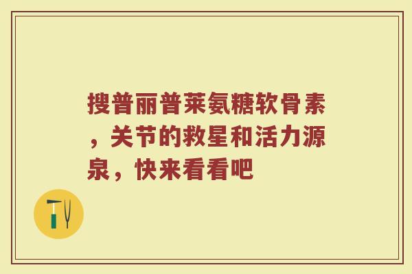 搜普丽普莱氨糖软骨素,关节的救星和活力源泉,快来看看吧 搜普丽普莱氨糖软骨素,关节的救星和活力源泉,快来看看吧