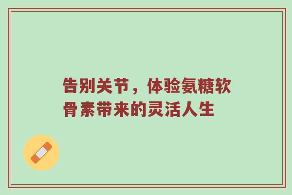 告别关节，体验氨糖软骨素带来的灵活人生
