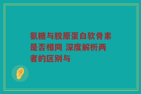 氨糖与胶原蛋白软骨素是否相同 深度解析两者的区别与