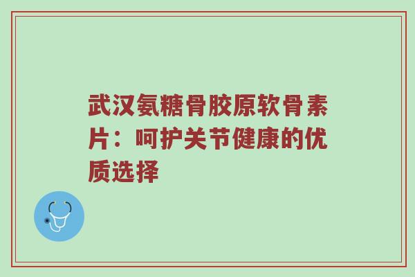 武汉氨糖骨胶原软骨素片:呵护关节健康的优质选择 武汉氨糖骨胶原软骨素片:呵护关节健康的优质选择