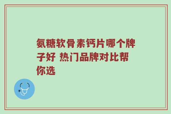 氨糖软骨素钙片哪个牌子好 热门品牌对比帮你选