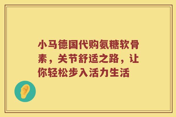 小马德国代购氨糖软骨素，关节舒适之路，让你轻松步入活力生活