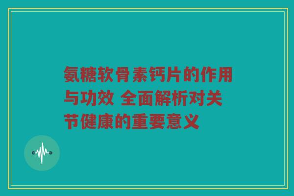 氨糖软骨素钙片的作用与功效 全面解析对关节健康的重要意义