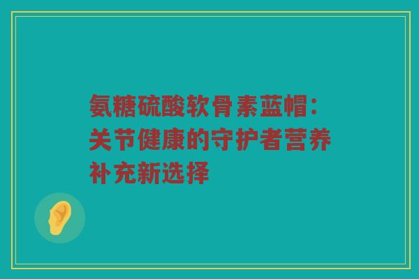 氨糖硫酸软骨素蓝帽:关节健康的守护者营养补充新选择 氨糖硫酸软骨素蓝帽:关节健康的守护者营养补充新选择